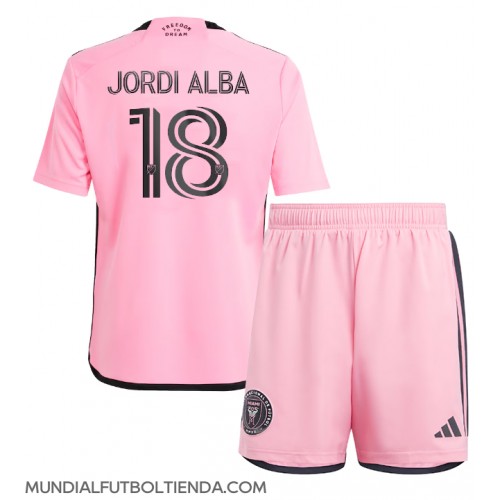 Camiseta Inter Miami Jordi Alba #18 Primera Equipación Replica 2024-25 para niños mangas cortas (+ Pantalones cortos)